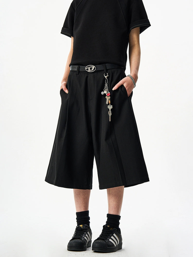 Drapy Black Cropped Pants TI103
