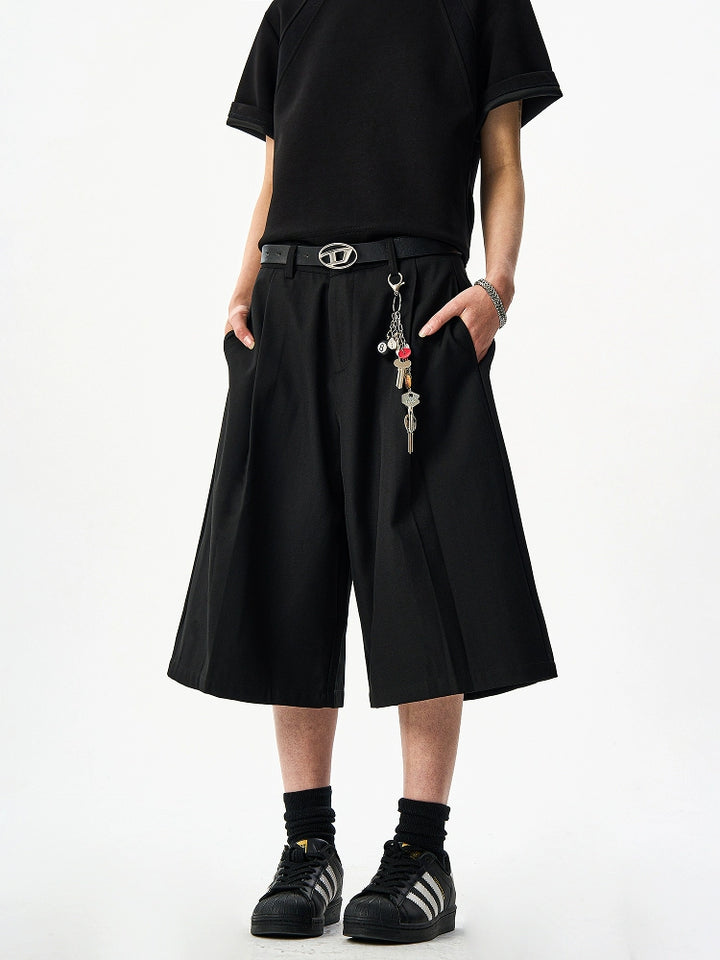 Drapy Black Cropped Pants TI103