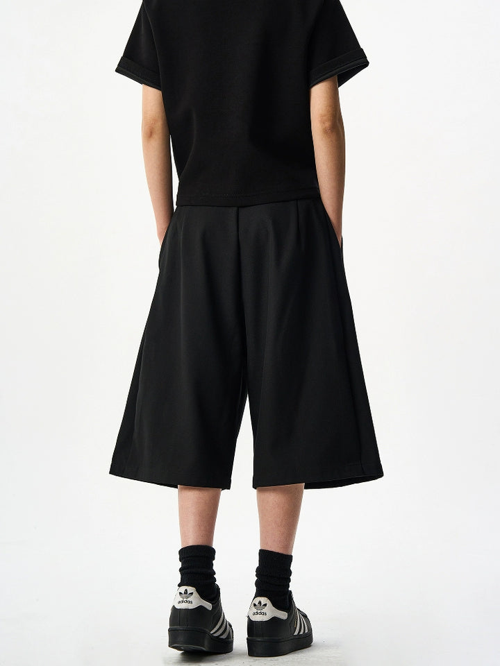 Drapy Black Cropped Pants TI103