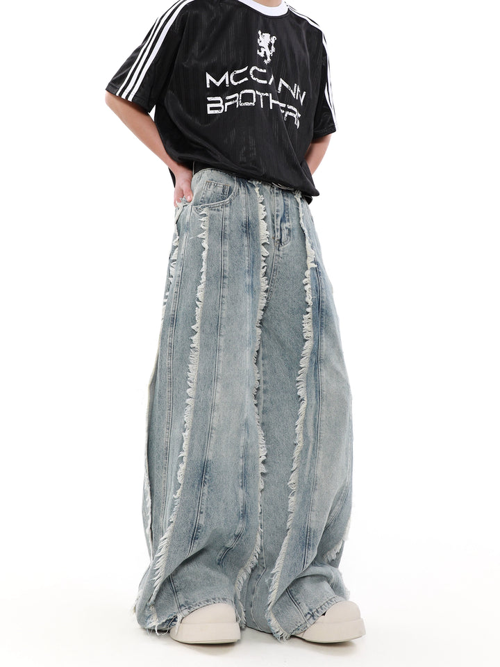 New loose raw edge pants TI98