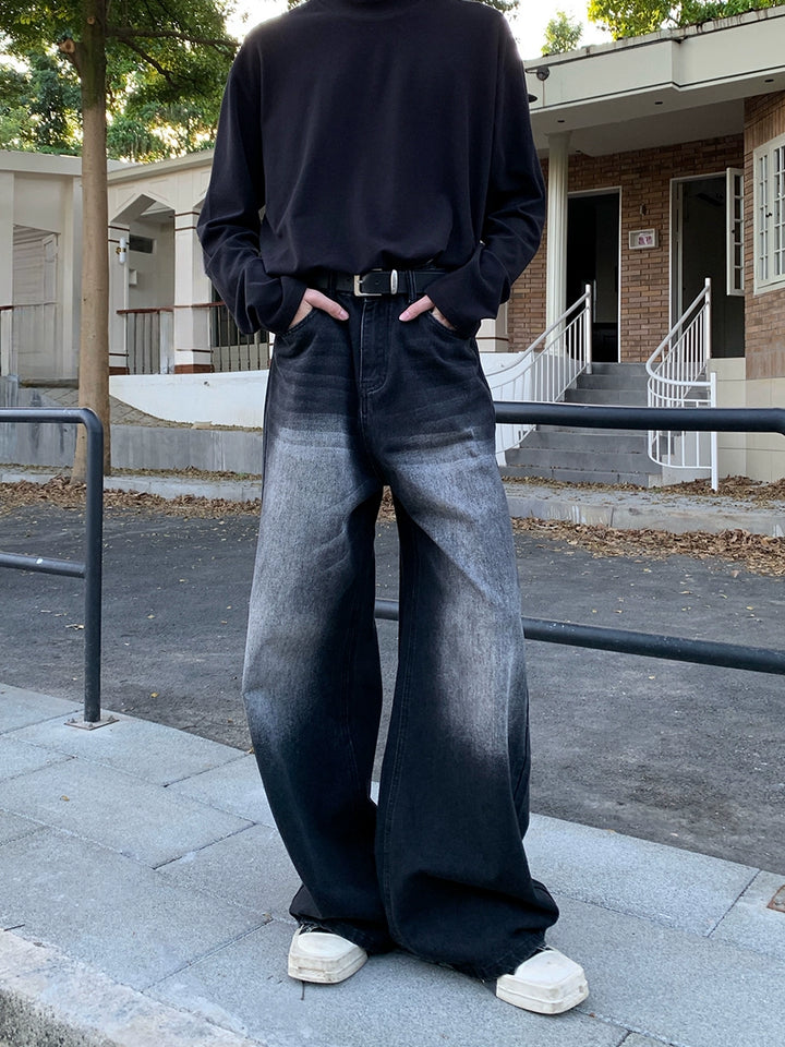 Vintage washed wide-leg jeans TI93