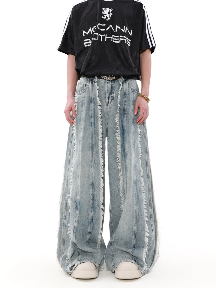 New loose raw edge pants TI98