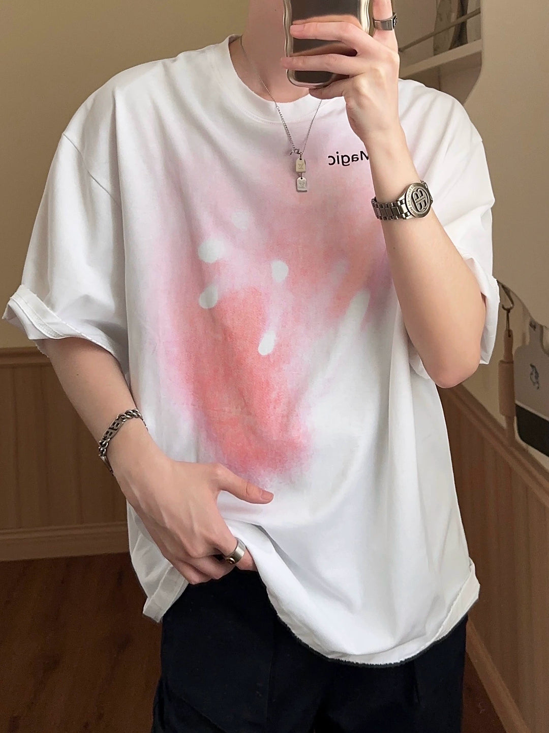 Abstract fuzzy T-shirt TI106