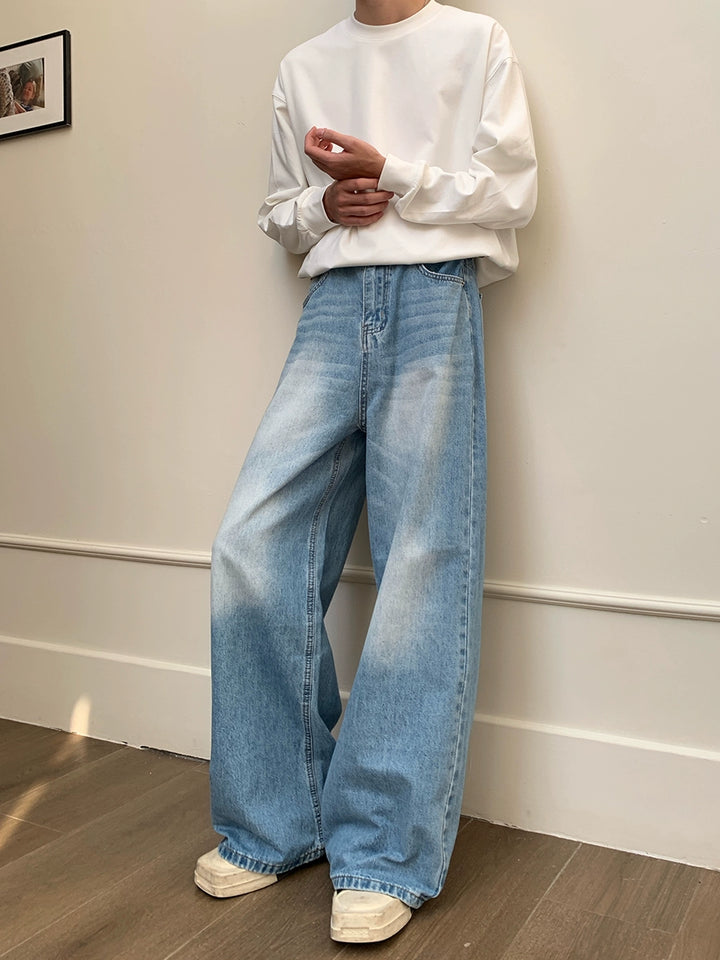 Vintage washed wide-leg jeans TI93