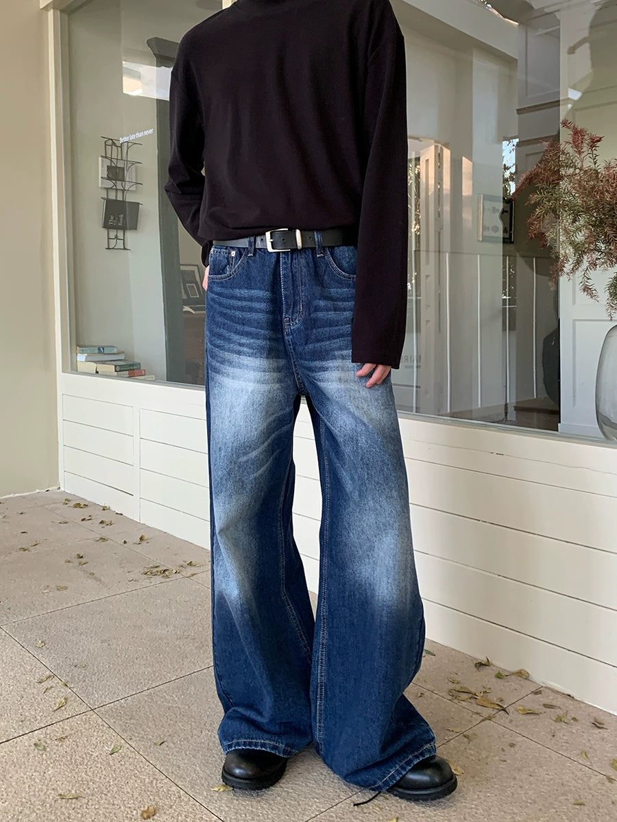Vintage washed wide-leg jeans TI93