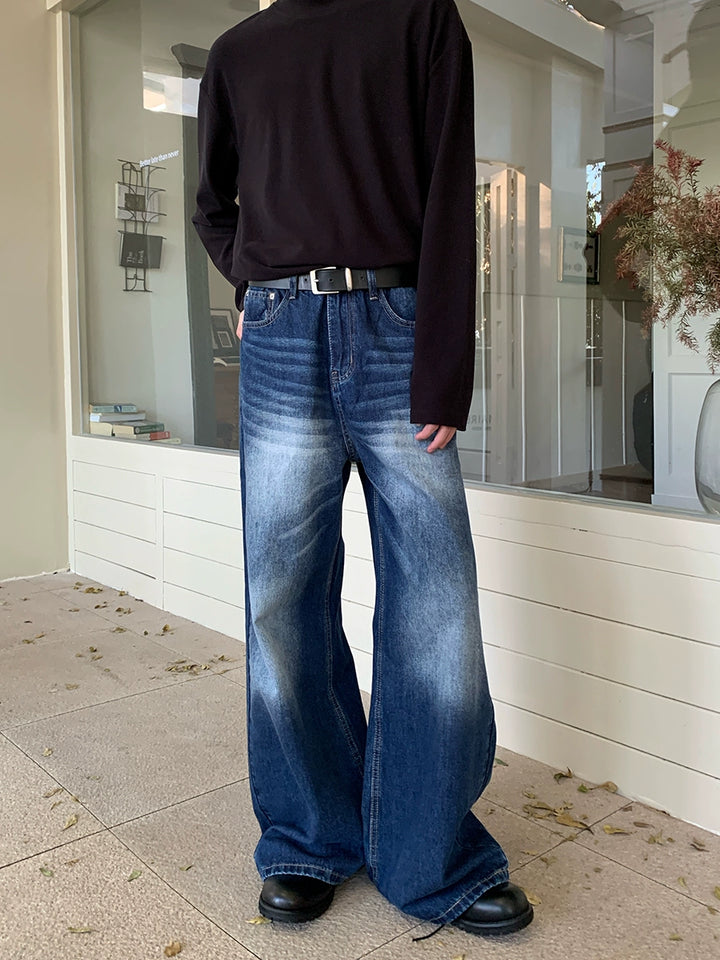 Vintage washed wide-leg jeans TI93