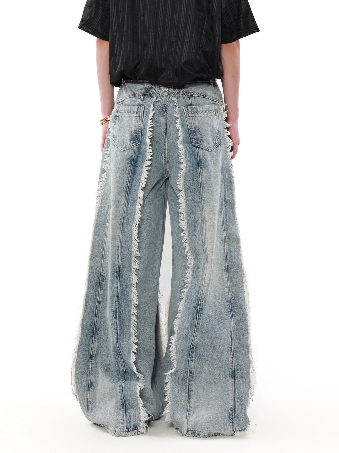 New loose raw edge pants TI98