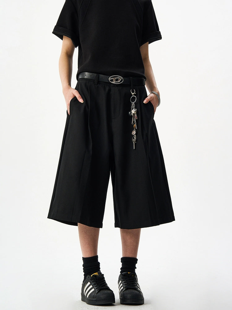 Drapy Black Cropped Pants TI103