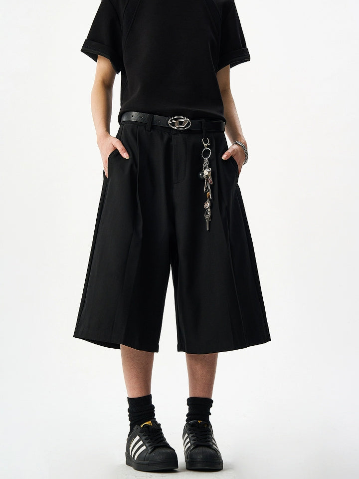 Drapy Black Cropped Pants TI103