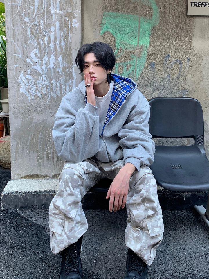 Blue plaid reversible jacket TI117