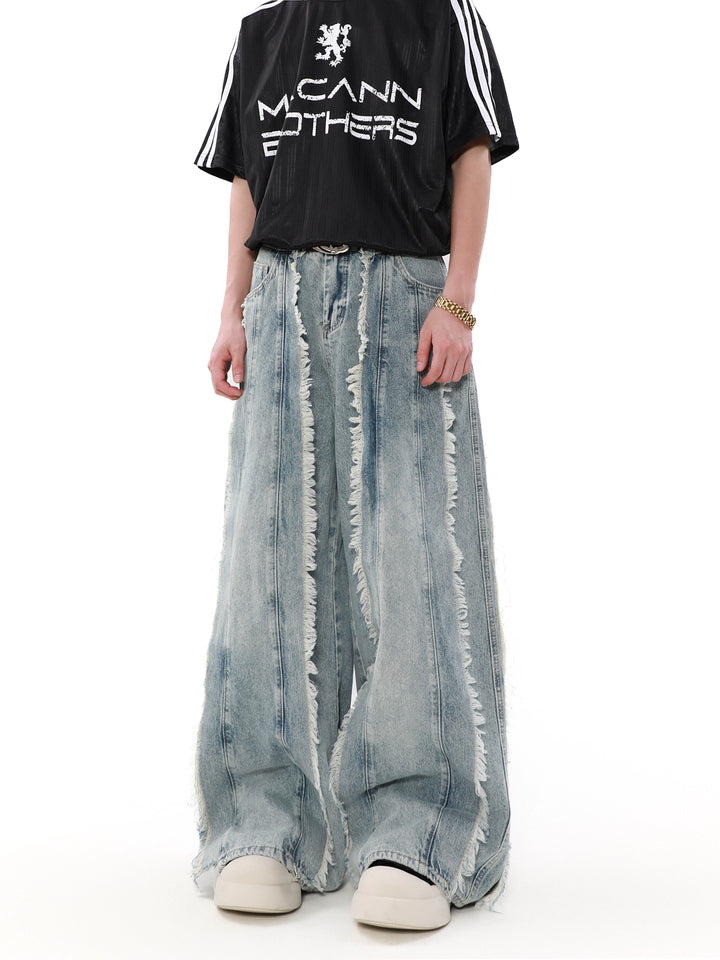 New loose raw edge pants TI98