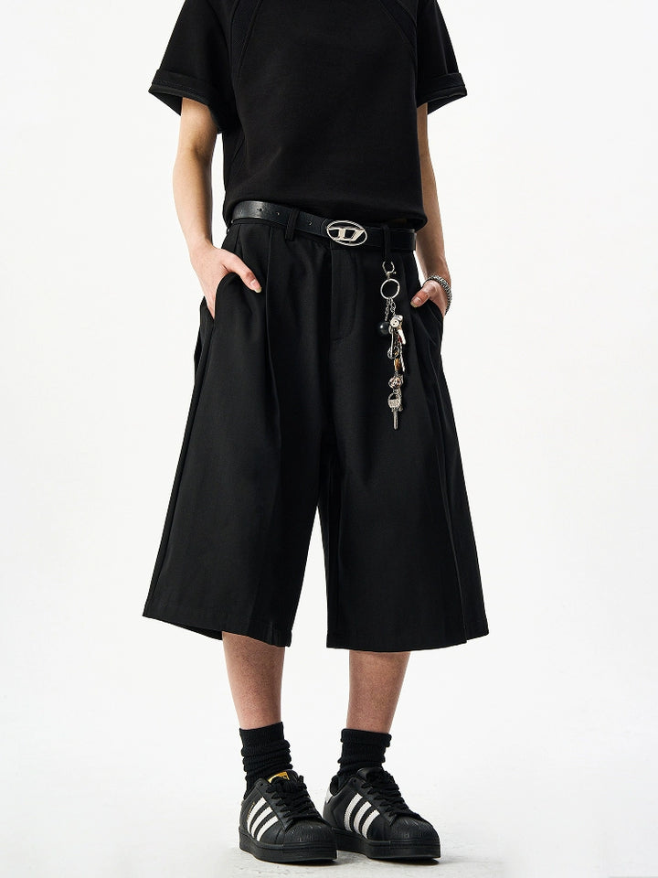 Drapy Black Cropped Pants TI103
